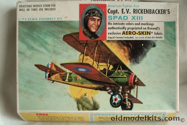 Renwal 1/72 Capt. E.V. Rickenbacker's Spad XIII with Aeroskin Fabric, 261-69 plastic model kit